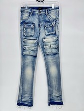 WAIMEA Boys Stacked Fit Cargo Jeans- Size 18 Vintage Wash