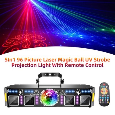 5In1 96 Picture Laser Magic Ball UV Strobe Projection Light With Remote Control
