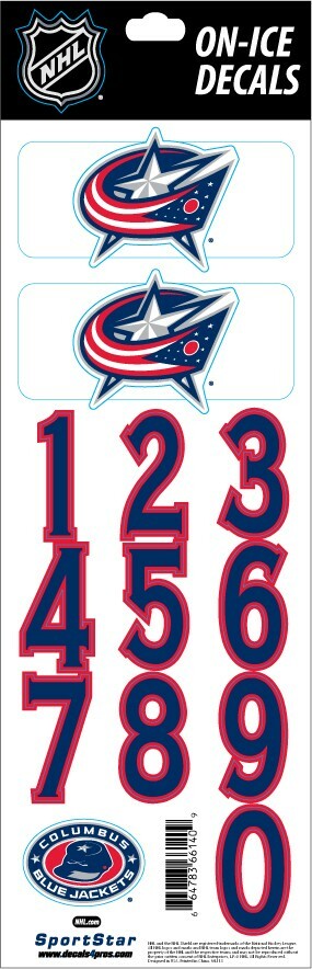 COLUMBUS BLUE JACKETS NHL LICENSED ON-ICE WHITE HELMET DECALS