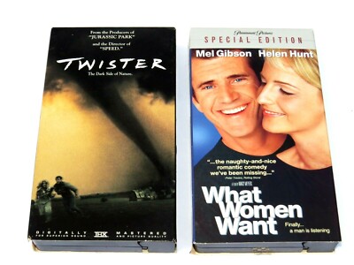 Lot of 2 VHS TWISTER / WHAT WOMEN WANT Helen Hunt Collection Mel