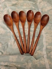AOOSY Spoons, Wooden Spoons for Eating, 6 Pieces Japanese 9"L x 1.57"W