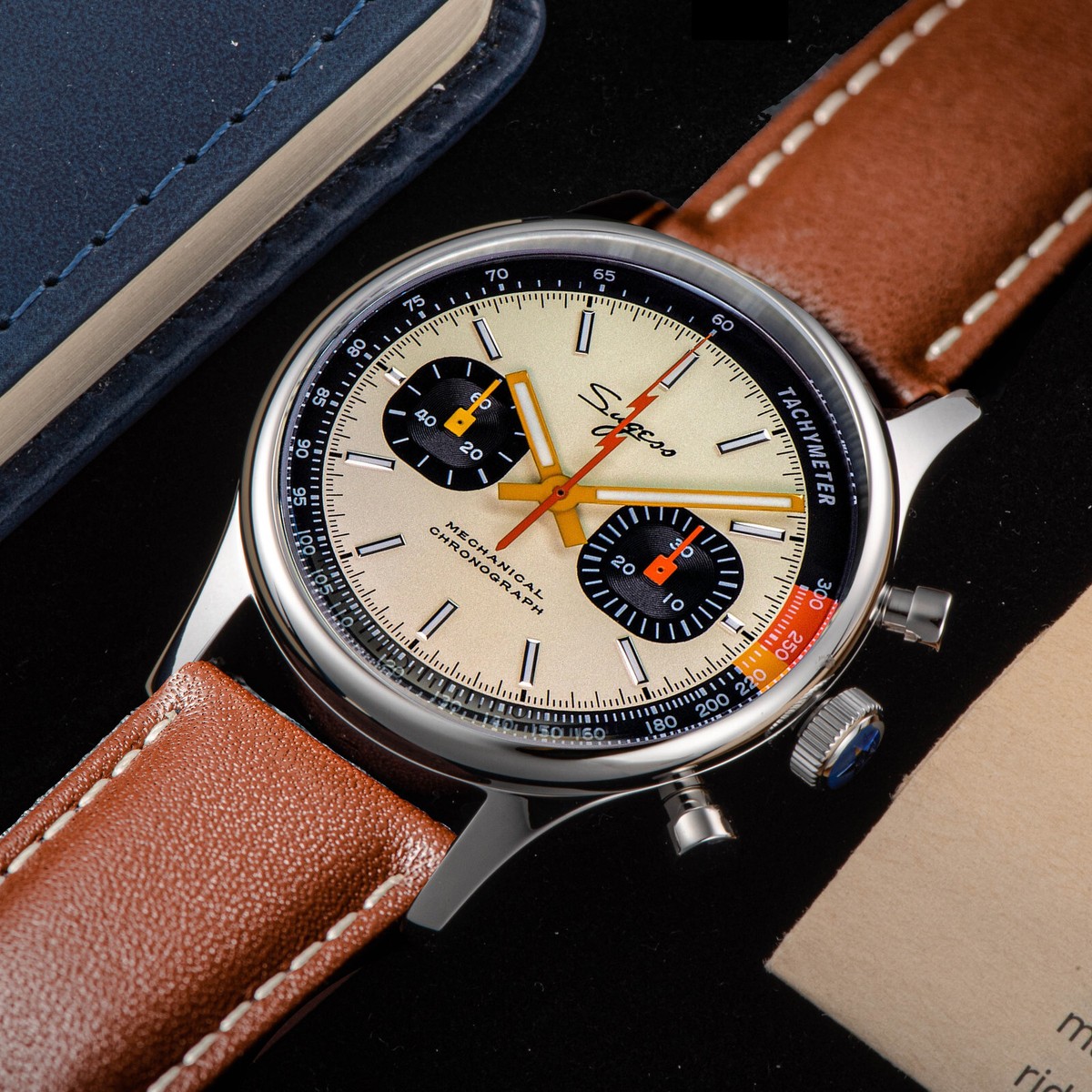【廃盤品‼︎】SUGERCANE S1946 MADE IN USA 38 Sugess SWAN NECK x Italian Soft Band Chrono Watch SEAGULL 1963