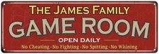 The James Family Personalized Red Game Room Metal Sign 106180038170