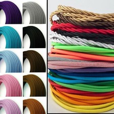 2 Core Braided Fabric Cable Lighting Lamp Flex Vintage - Choice of Colors