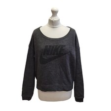 Sudadera Nike Gris De Gran Tamaño Recortada Manga Larga Para Mujer Reino Unido Talla XS I722