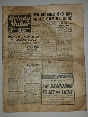 MELODY MAKER #623 30TH JUNE 1945 RED NICHOLS RAY NOBLE JOHNNY CLAES IVY BENSON
