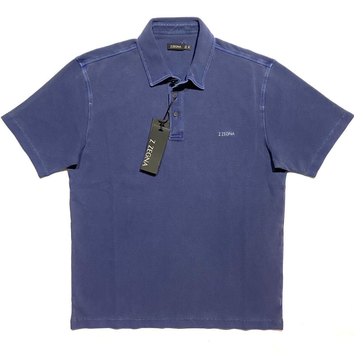 Z ZEGNA Mens Garment Dyed Logo Short Sleeve Pique Polo Shirt Z ZEGNA Mens Garment Dyed Logo Short Sleeve Pique Polo Shirt