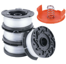 4x Spulen Mit Spulendeckel Für Black Decker Rasentrimmer Trimmer Fadenspule Set