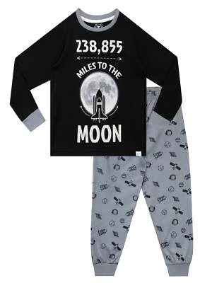 Space Moon Schlafanzug Kinder Jungen 5 6 7 8 9 10 11 12 Jahre Schlafanzug Set Langarm Grau