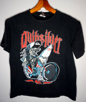 希少 90s Vintage quiksilver ビックロゴ プリント y2k Vintage 90s Quicksilver T Shirt Youth Kids Medium Surf Skater