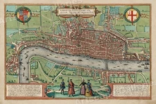 1560's London Interesting Old Historic Map - 20x30
