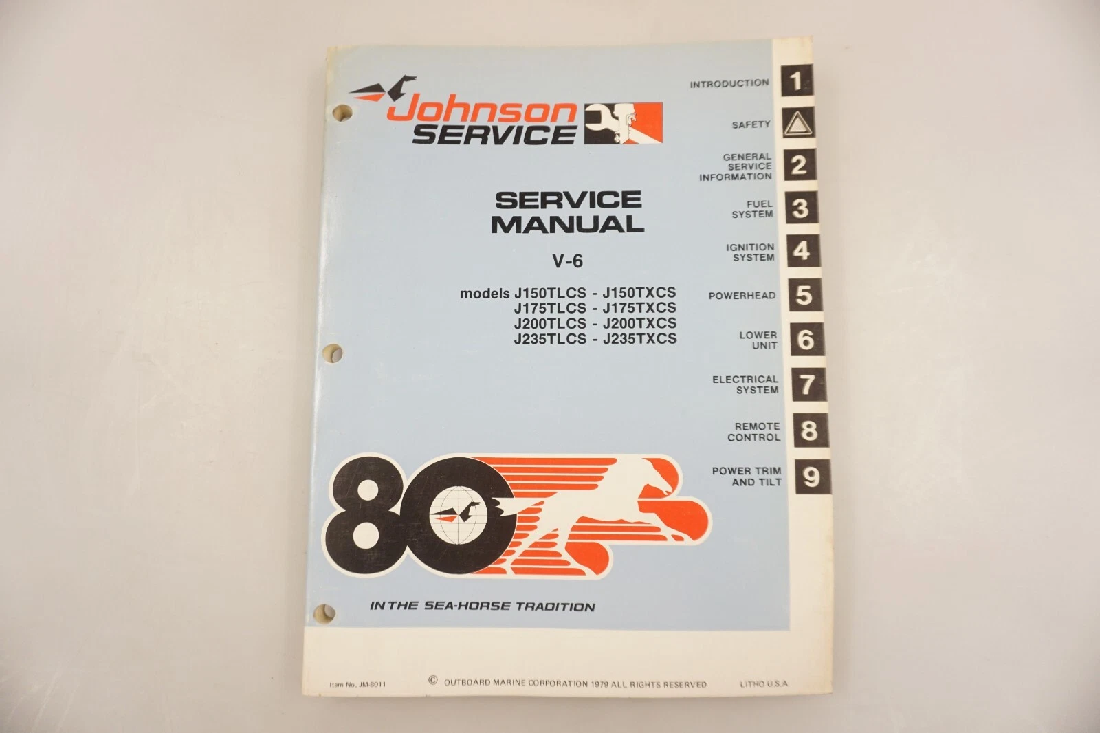 1980 OEM Johnson Outboards V-6 Models Service Shop Manual JM-8011