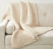 (KA10) KNITTING PATTERN - EASY BEGINNER SUPER CHUNKY BLANKET/THROW 47"x 54"