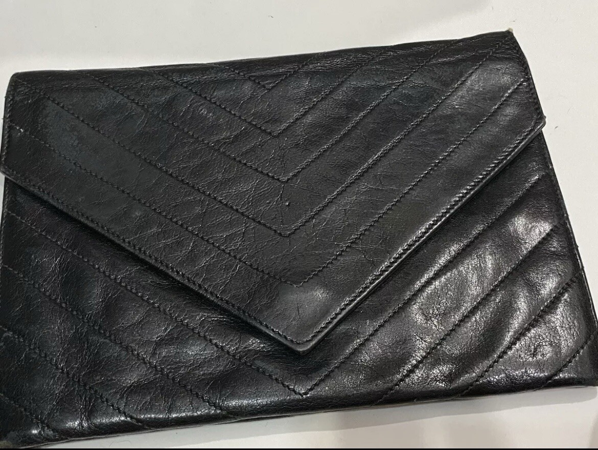 Borsa a tracolla vintage Yves Saint Laurent busta pelle nera