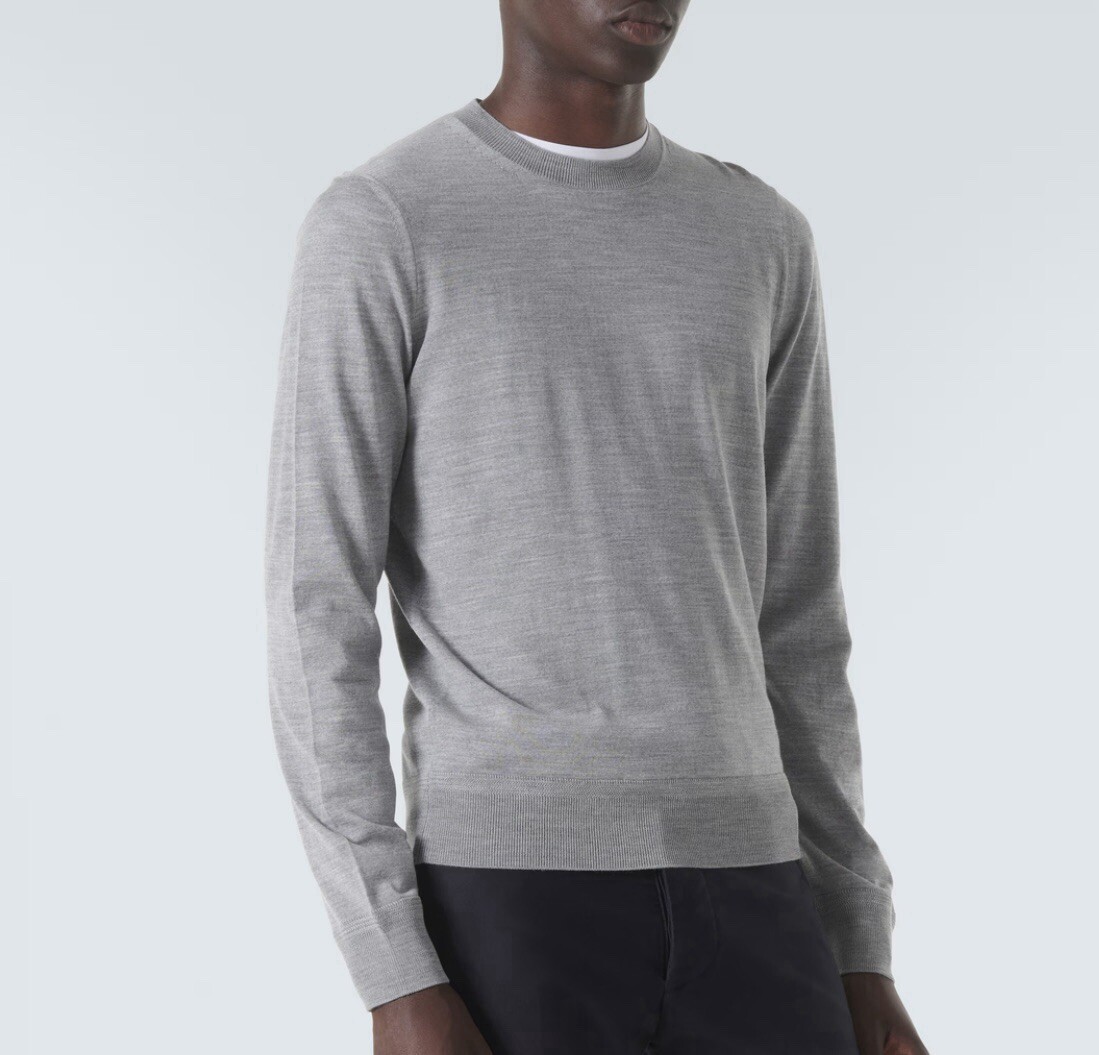 TOM FORD Slim-Fit Merino Wool Sweater Crew Neck Light Grey 56