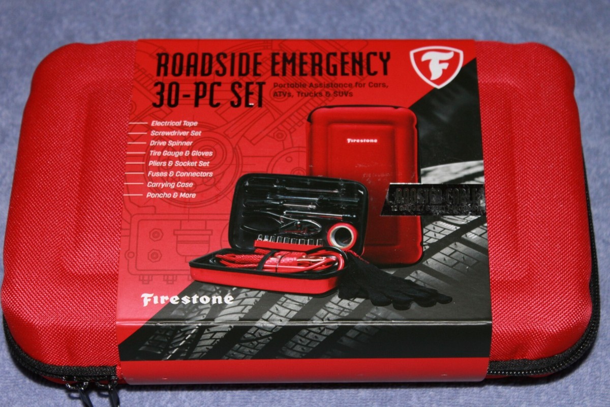 Firestone Emergency Roadside Kit 30-pc Car Kit Auto Safety Kit