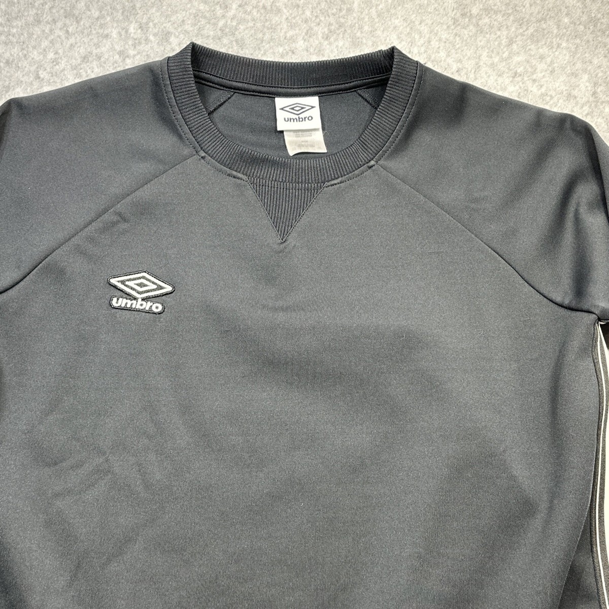 Umbro Sweatshirt Small Black Stripe Logo Crew Neck Retro