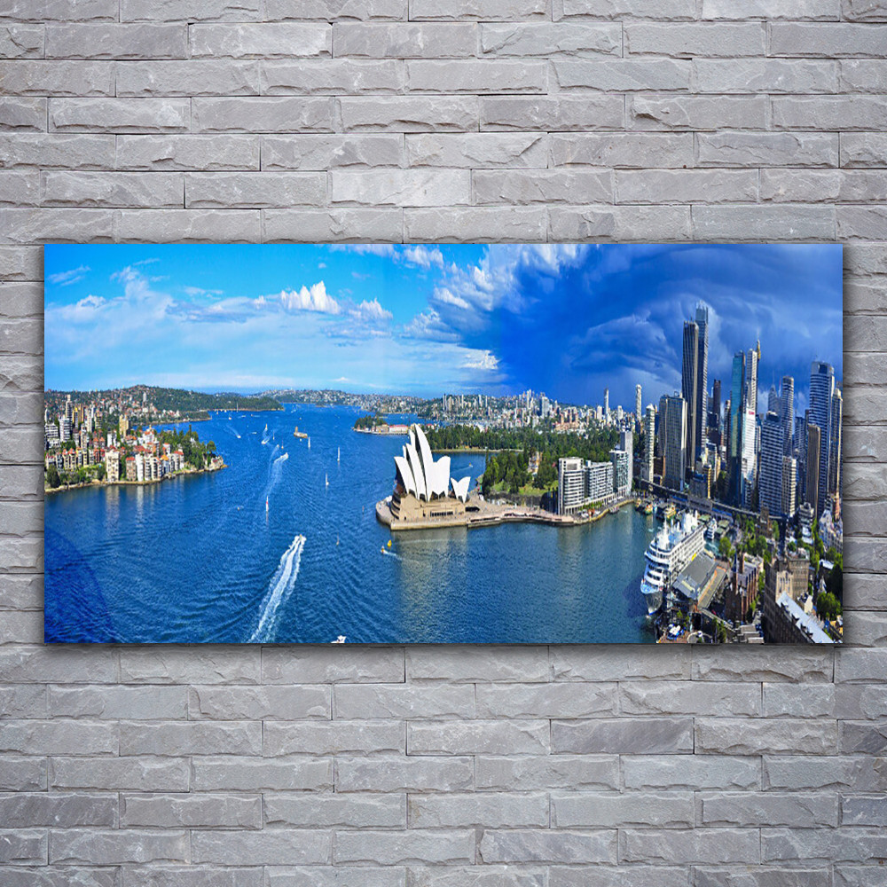 Tableau sur verre acrylique de qualité premium image ville 120x60