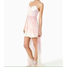 Pink White Floral Daisy Bustier Dress Mini Hi Lo Free Flow Ombré Pastel People