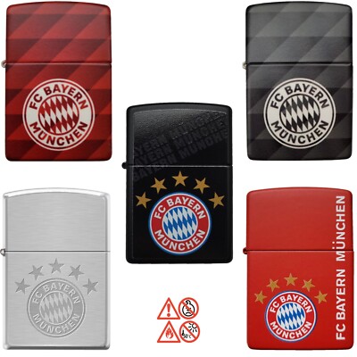 FC Bayern München ZIPPO Feuerzeug 5 Sterne Chrom Rot Schwarz matt Logo Zippo FCB