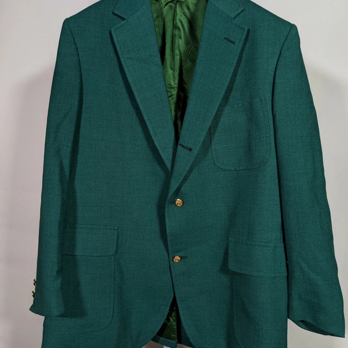 Brooks Brothers Vintage 70s Augusta Masters Green Blazer Jacket Gold Button 45R