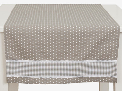 Tischläufer 50 x 140 cm Baumwolle Sterne Taupe Twinkle Little Star Clayre & Eef