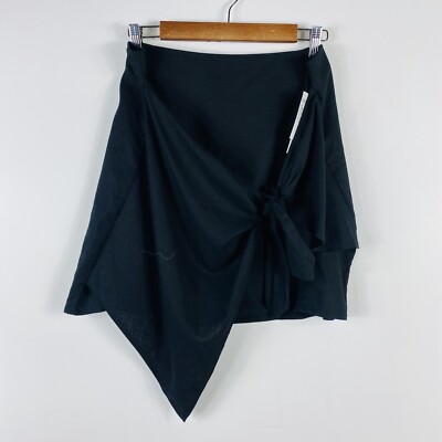 Treasure & Bond Skirt Large Black Linen Blend Knot Tie Detail Mini