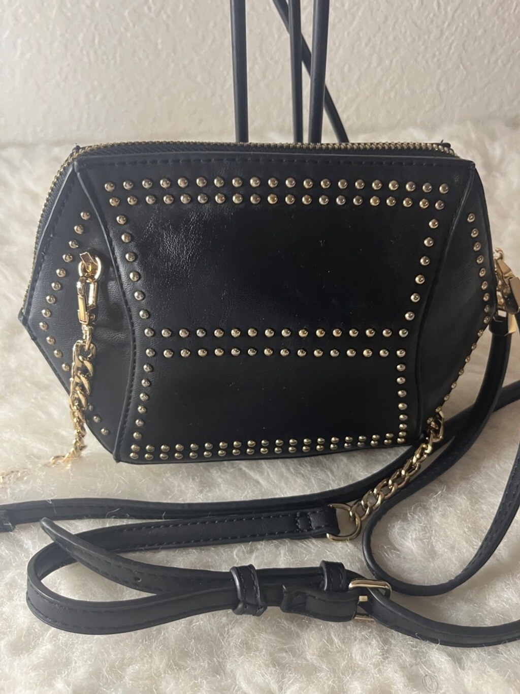 Urban Expressions Black Vegan Leather Studded Crossbody Bag – Stylish & Cruelty-Free  