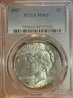 1927 PCGS MS63 Peace Silver Dollar