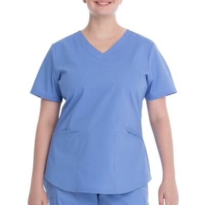 Scrubstar Women's Core Essentials Stretch V-Neck Scrub Top WM01T893 Small Ciel