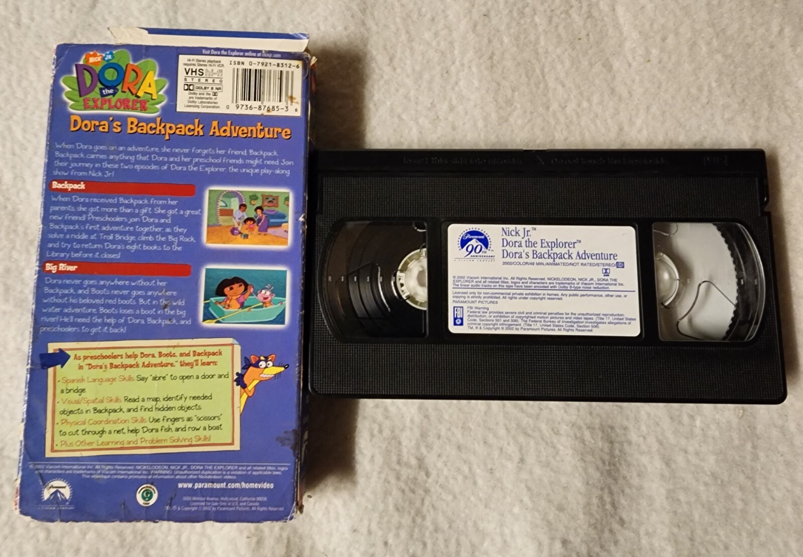 Dora the Explorer Backpack Adventure VHS Video Tape 2002 Nickelodeon