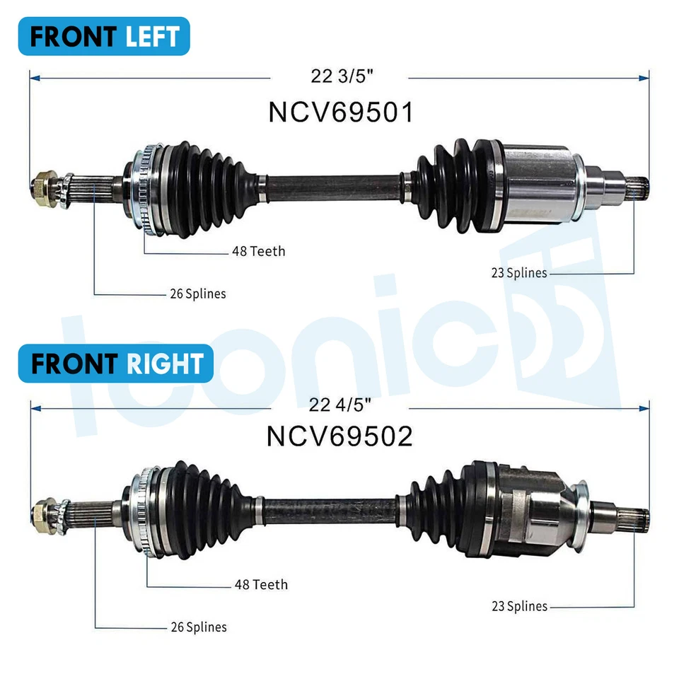 2X Front CV Axle Assembly for 1996-2000 Toyota RAV4 1988-1992 Toyota Corolla AWD - Изображение 2 из 4