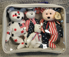 Ty Beanie Baby Bundle of 4 USA Theme With Zip Up Case All are Tagged.