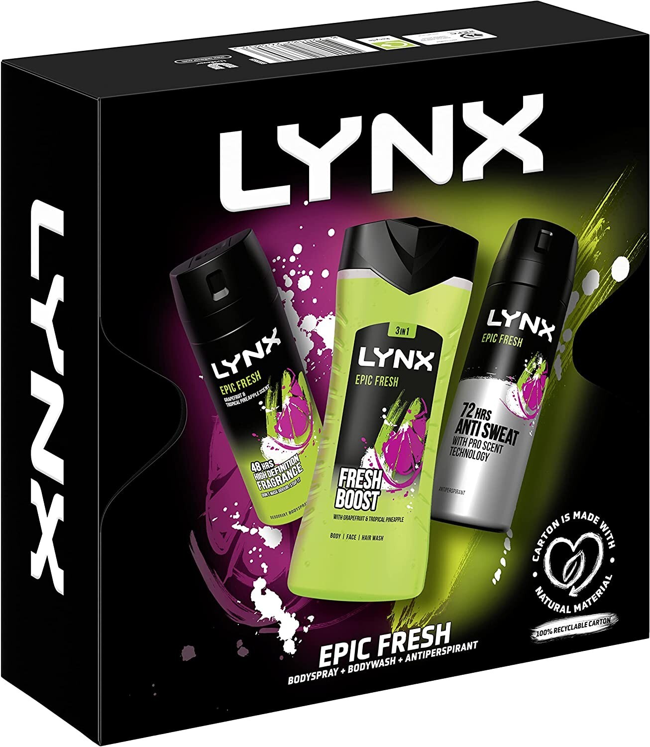 Lynx Epic Fresh Trio Gift Set For Men Bodyspray, Bodywash & APA Deo ...