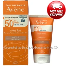 Avene Sunscreen Blue Light Very High Protection Spf 50+ Tinted Fluid 50ml 1.7 oz