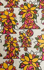 VTG CHRISTMAS WRAPPING PAPER GIFT WRAP PSYCHEDELIC FUNKY BELLS HOLLY 1960 NOS