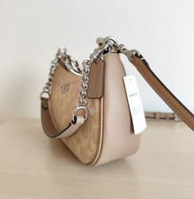NWT Coach Teri Shoulder Bag In Signature Canvas Silver /Sand/Taupe CV933