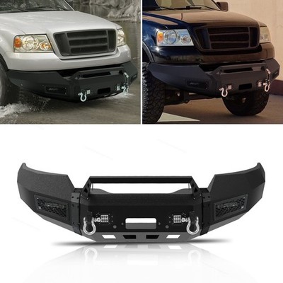 Front Bumper Fits 2004-2008 Ford F150 w/ 4LED Lights & Winch Plate & D-Rings