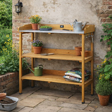 WOODEN GREENHOUSE POTTING WORK BENCH GARDEN WORKSTATION STAGING TABLE SHELVING