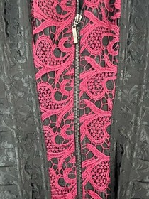 NWT Spirit Woman's Black & Burgundy Lg Gothic Lace Corset Bustier Lace Up & Zip