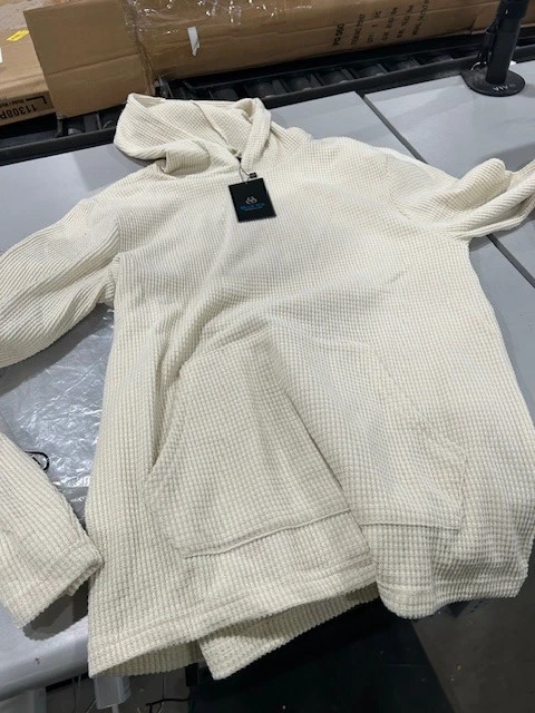 BLUE ICE PREMIUM CLOTHING BLUE ICE WAFFLE KNIT HOODED SWEATER - M - NATURAL