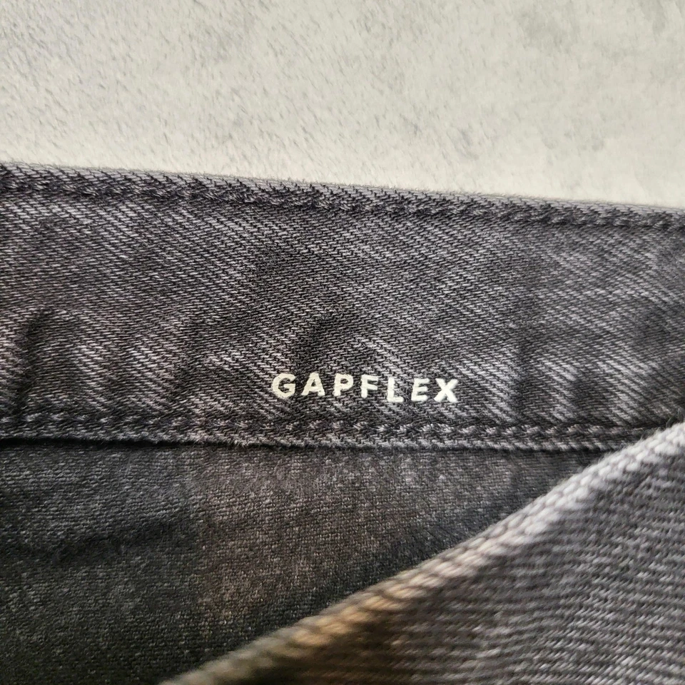 GAP Jeans Mens 28x27 Black Gray Relaxed Taper GapFlex Stretch Denim Tapered - Image 4 of 4