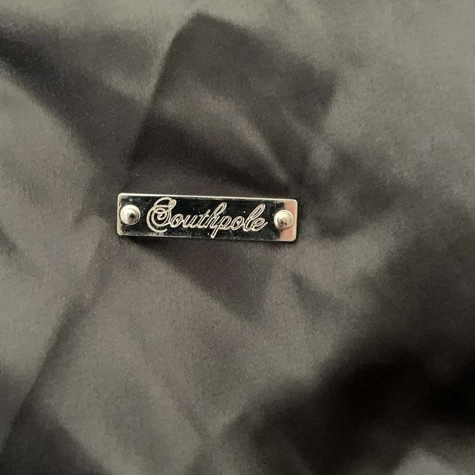 Y2K Southpole Girls M Black Crinkle Sleeve Jacket Lightweight Full Zip 2000s - Image 3 of 4