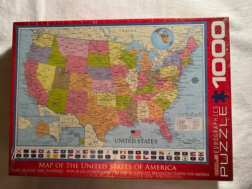 Map Of The USA 1000 piece jigsaw puzzle by Eurographics new, sealed