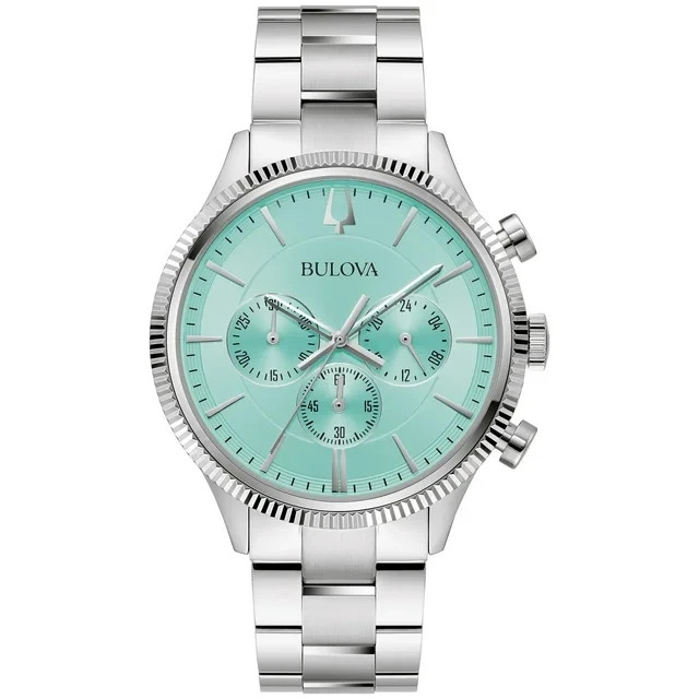 Bulova Men's Chronograph Quartz Silver Aqua Stainless Steel Watch
