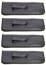 S-41 4 Pack Soft Slim Slip In Eyeglass Case Black w/Pocket Clip PU Leather Me...