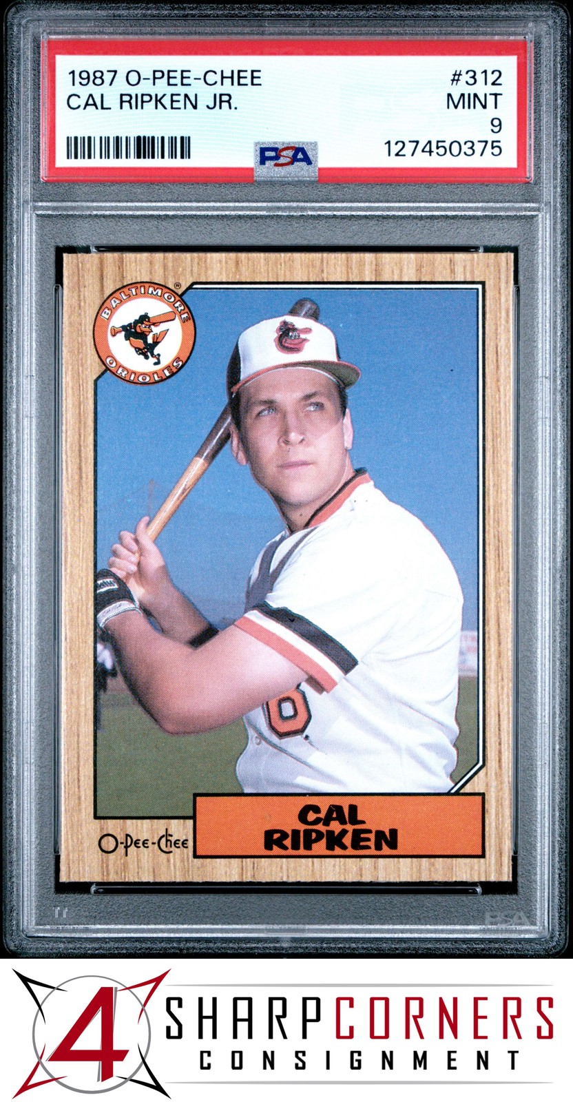 1987 O-PEE-CHEE #312 CAL RIPKEN JR. ORIOLES HOF PSA 9