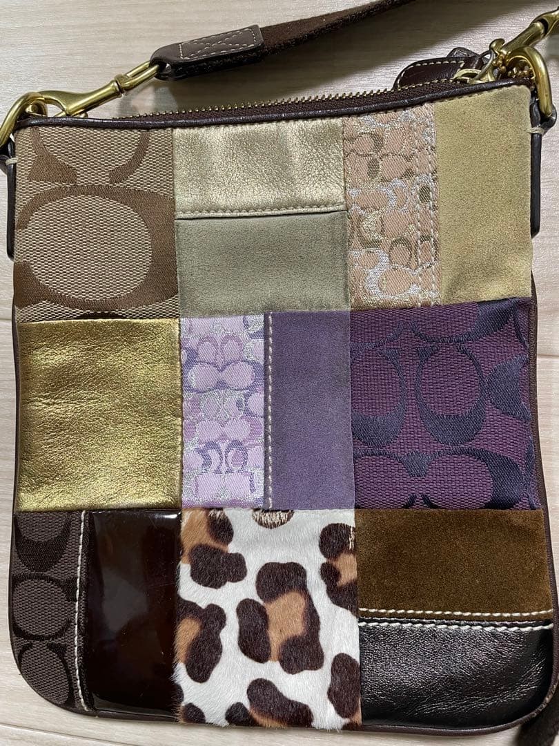 Coach Multi-Color Patchwork Pouch Leather Bag Adj… - image 12
