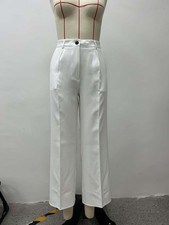 Women's Solid Color Polyester Trousers High Waist Straight Leg Vacation Ready