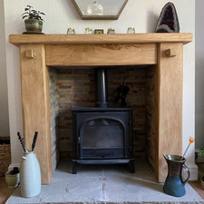 solid oak beam fire surround with peg detail